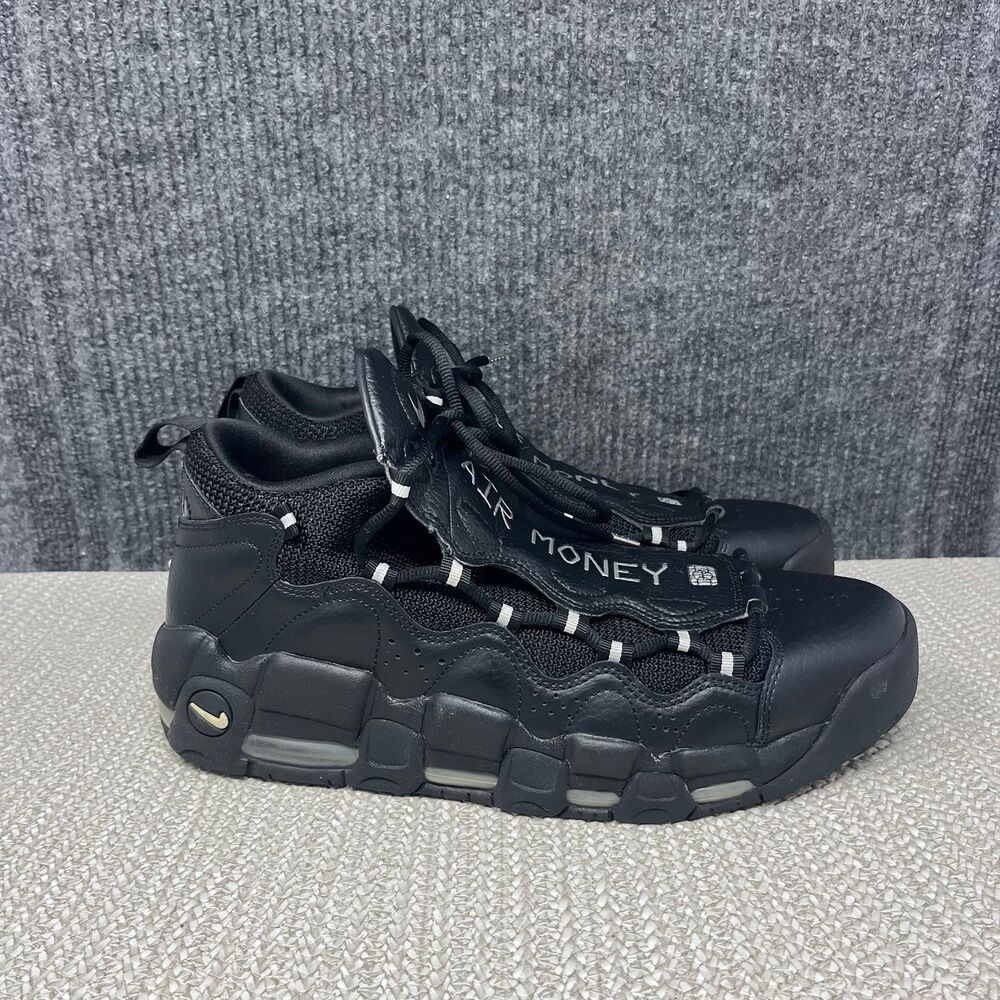 Nike Air More Money Trust Fund Baby Black Leather Shoes Mens 11.5 AJ2998-002